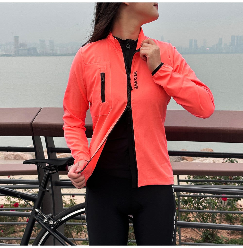 WOSAWE Women Cycling Jackets Cycling Tops Riding Bike Windproof MTB Coat Reflective Jacket