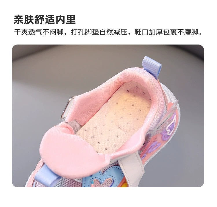 Disney Children Led Shoes Kids Girls Sneakers Frozen Elsa Princess Lighting Shoes Pink Purple Casual Sports Shoes Size 21-31