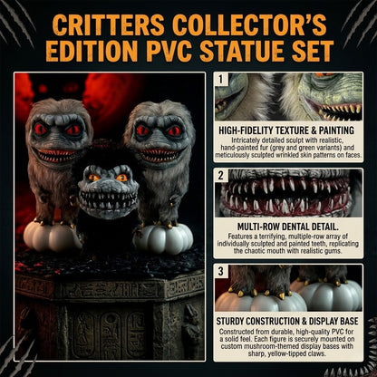 Critters Monster Doll Figurine Realistic Movie Alien Little Monster Doll Collectible Props Gift For Fans Kids Halloween Decor