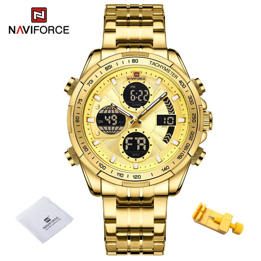 NAVIFORCE Men Military watch Multifunction Chronograph Sports 3ATM Waterproof alarm mode Day And Date Display Male Gifts Clocks