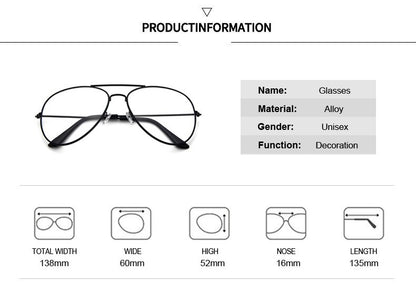 Aviation Gold Frame Sunglasses Male Classic Eyeglasses Transparent Clear Lens Optical Woman Man Glasses Pilot Style