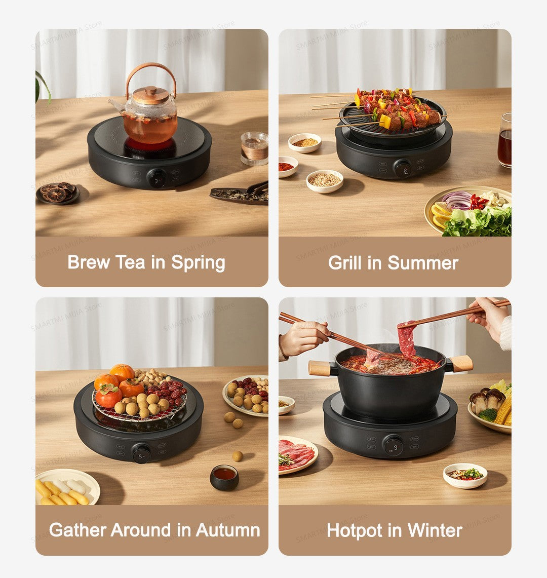 XIAOMI MIJIA Electric Ceramic Cooktop,10?Level Power With Child Safety Lock,Timer,2200W Induction Cooker,CN Version With Adapter