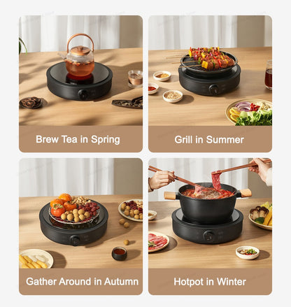 XIAOMI MIJIA Electric Ceramic Cooktop,10?Level Power With Child Safety Lock,Timer,2200W Induction Cooker,CN Version With Adapter