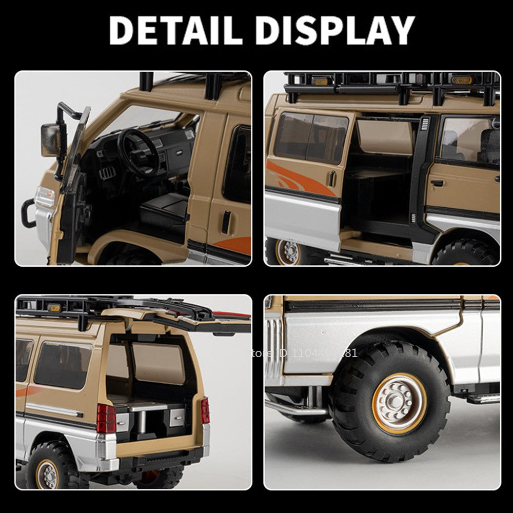 1:24 Mitsubishi Delica H2 Carro de Brinquedo de Liga Leve com Portas Abertas, Som, Luz, Fricção, Miniatura Veículo Presente de Aniversário para Menino