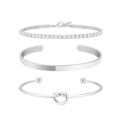 3 pulseiras de aço inoxidável banhadas a ouro para mulheres, joias ajustáveis, presentes, pulseiras de corrente de zircônia de luxo, acessórios de joias