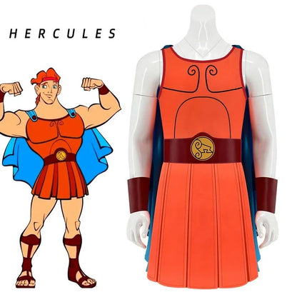 Anime Hercules Cosplay Costume Strongman Jumpsuit Cape Cloak For Men Women Suits Superhero Bodysuit Zentai Halloween Party
