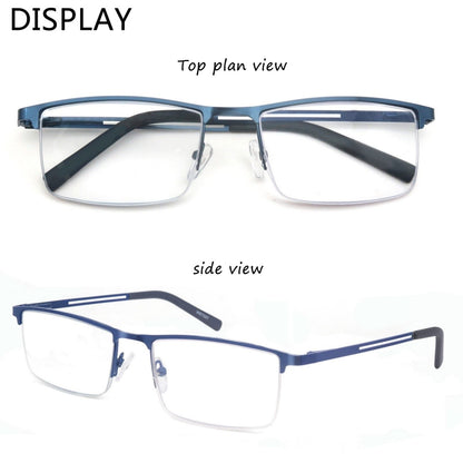 Blue Light Reading Glasses Men Computer Readers Anti Glare Metal Frame with Spring Hinge UV400 Protection Eye Strain Relief