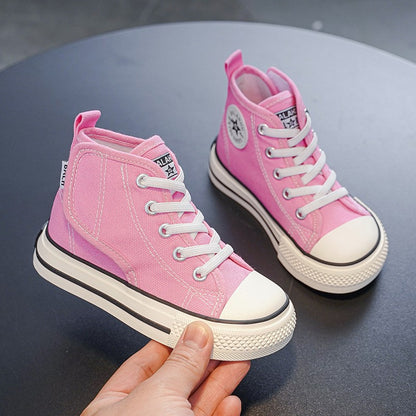 Spring and Autumn New Children's Canvas Shoes Boys High-Top White Shoes Girls Casual Shoes Parent-Child Shoes Board Shoes