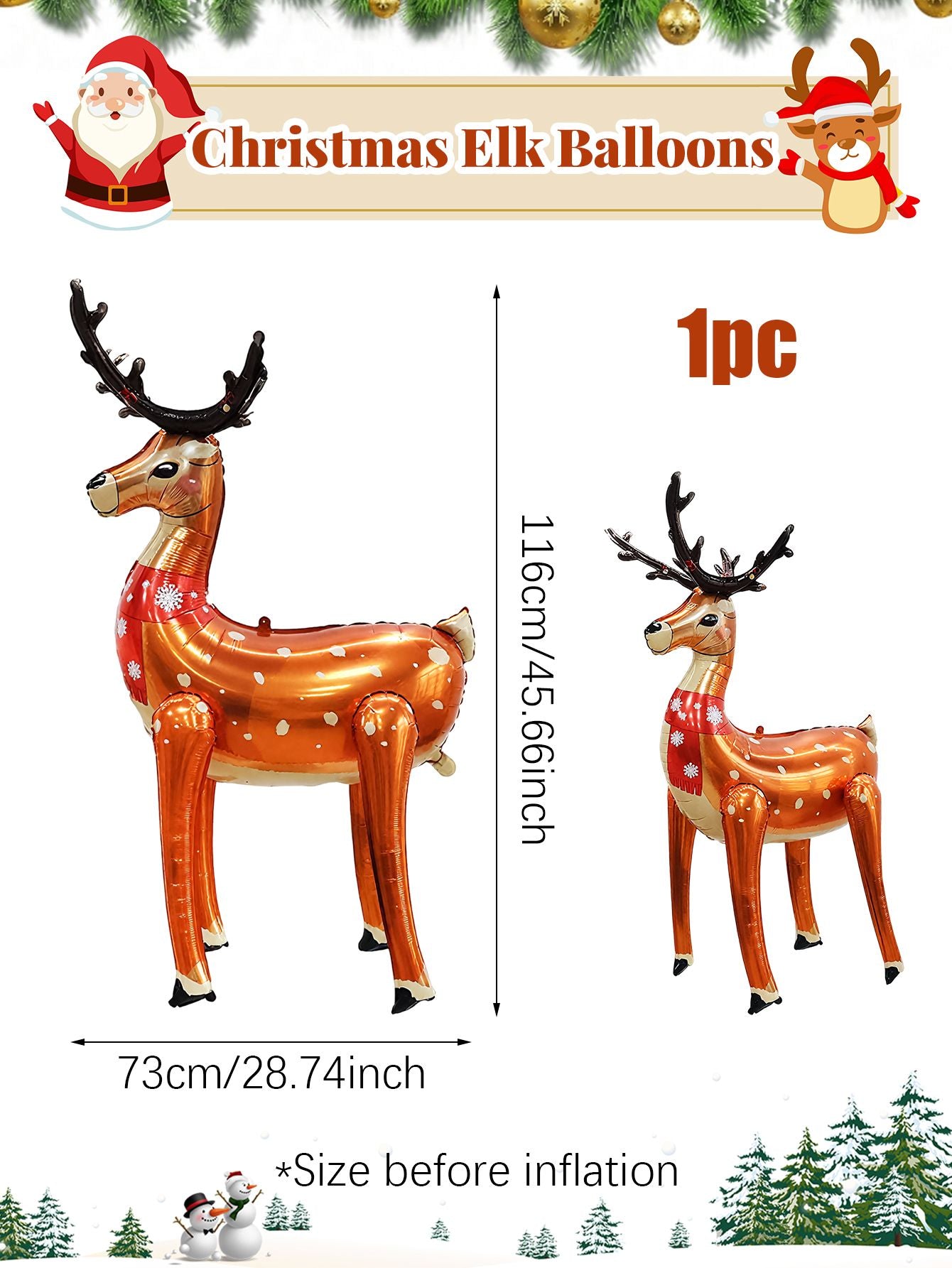 1/2pcs ?Standing Christmas Elk Balloon, Christmas Party, Winter Themed Birthday, Garden Deer Balloons, New Year Party Decoration