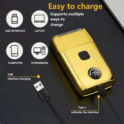 Electric Shaver for Men Waterproof Twin Blade Reciprocating Cordless Razor USB Rechargeable Shaving Machine Barber Trimmer