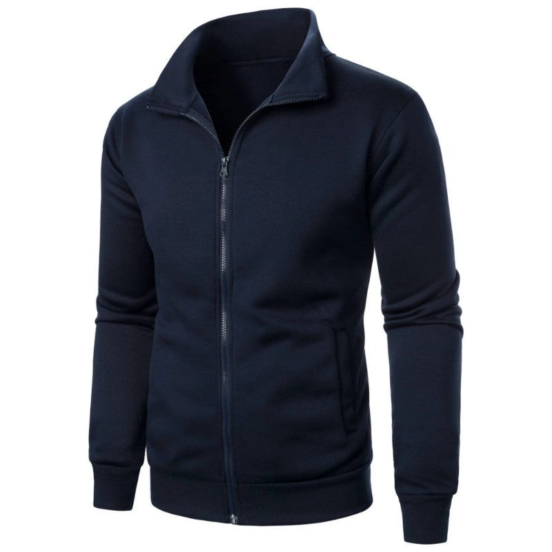 Autumn Men's Long Sleeve Zipper Jacket Coats Solid Color Warm Sweatshirts Casual Baseball Jacket Outdoor Streetwear