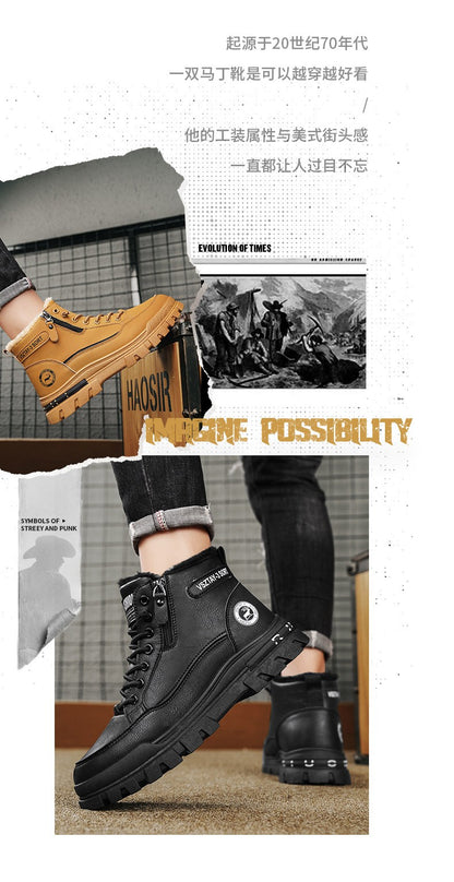 Men's winter warm ankle boots, new anti-slip sports shoes, men's motorcycle snow boots Botas Para Hombre