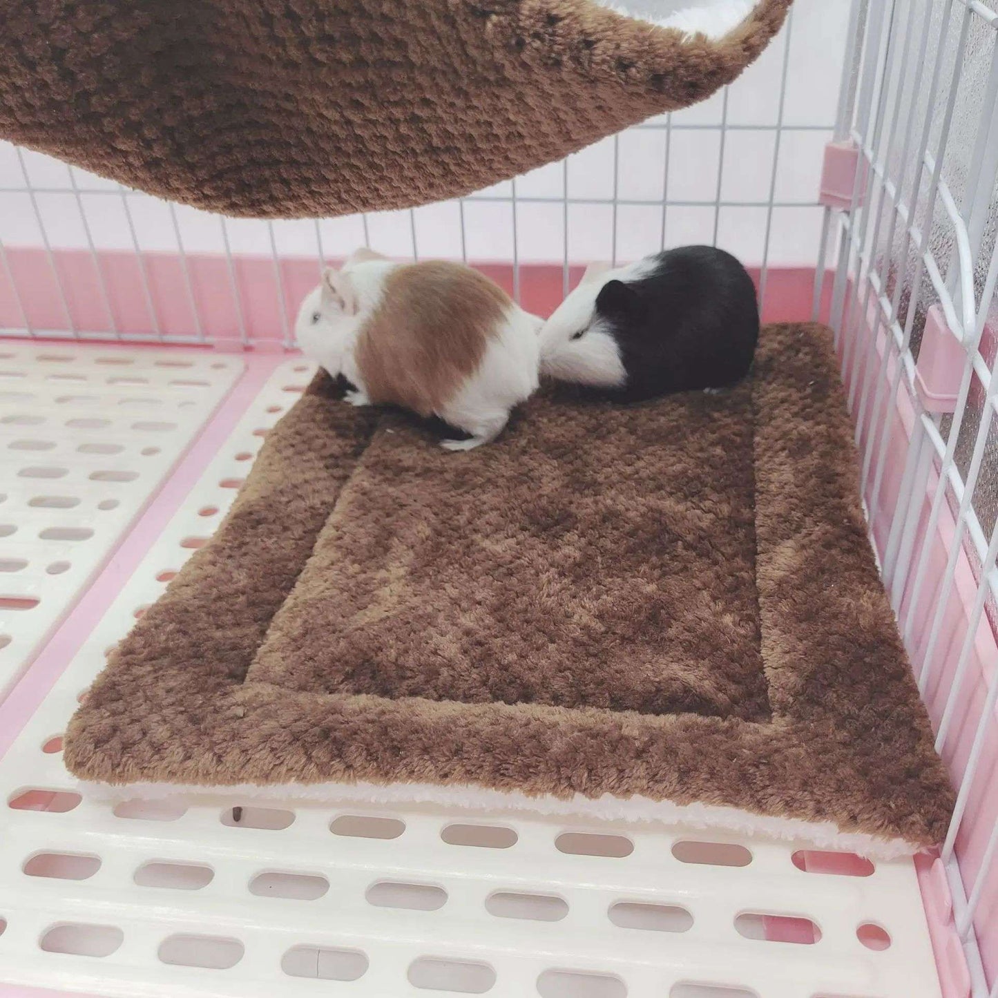 Rede de estimação quente de inverno, rede de hamster de pelúcia espessa de camada dupla, chinchila, porquinho da índia, furão, saco de dormir, gaiola suspensa de hamster