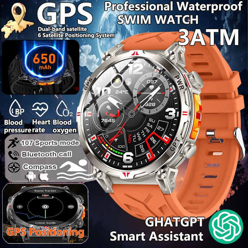 Smartwatch Esportivo 2025 com GPS, GPT, AMOLED de 1,56 polegadas, 488*488, Monitoramento de Frequência Cardíaca, Oxigênio no Sangue e Pressão Arterial, 3ATM