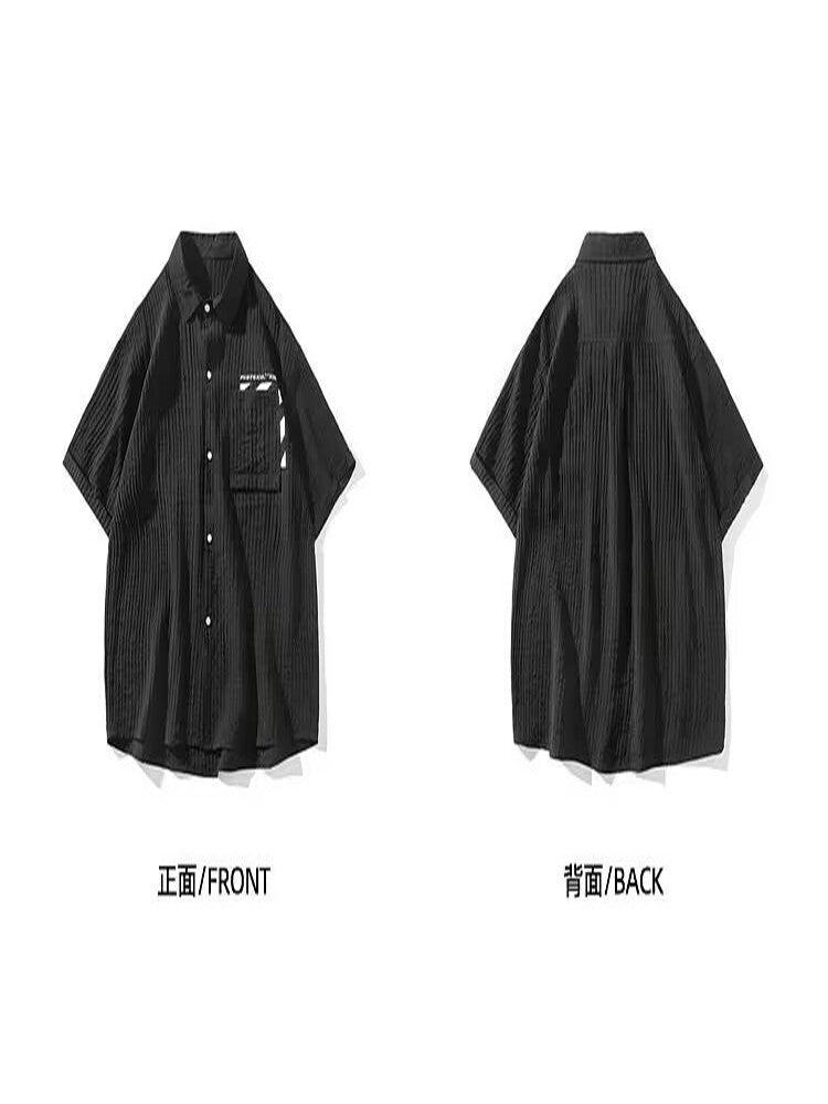 Retro workwear short sleeved suit men's summer thin half sleeved shirt men's street suit MH210