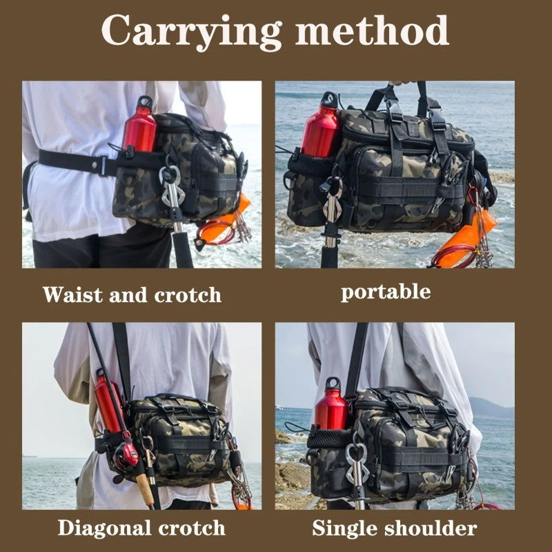 Fishing Lure Waist Bag Crossbody Multifunctional Storage , Waterproof , Large Capacity Fishing Rod Accessory Fishing Rod Bag