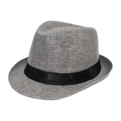 Fashion Unisex Women Men Straw Hat Ribbon Curling Brim Jazz Fedora Hat Panama Gangster Cap Outdoor Beach Parent-Child Sun Hats