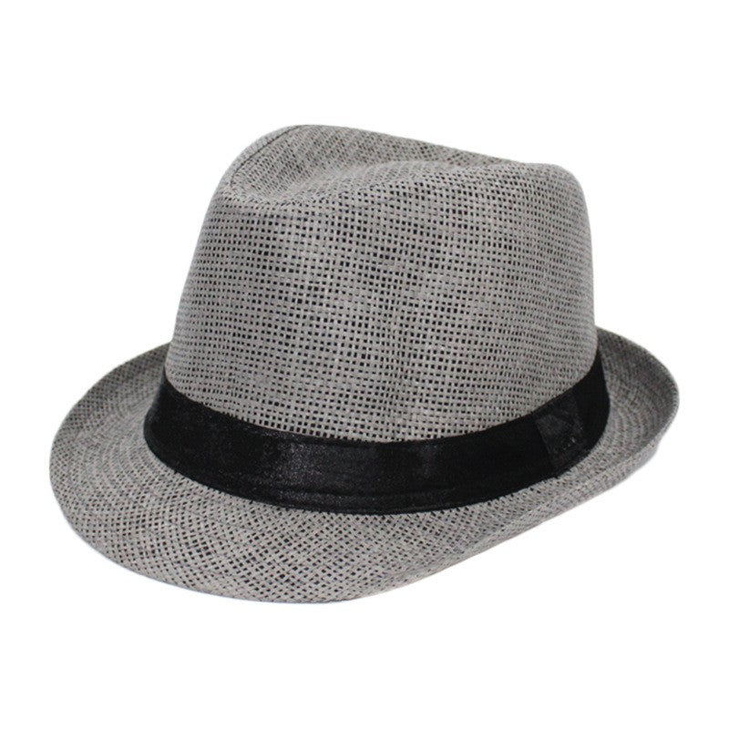 Fashion Unisex Women Men Straw Hat Ribbon Curling Brim Jazz Fedora Hat Panama Gangster Cap Outdoor Beach Parent-Child Sun Hats