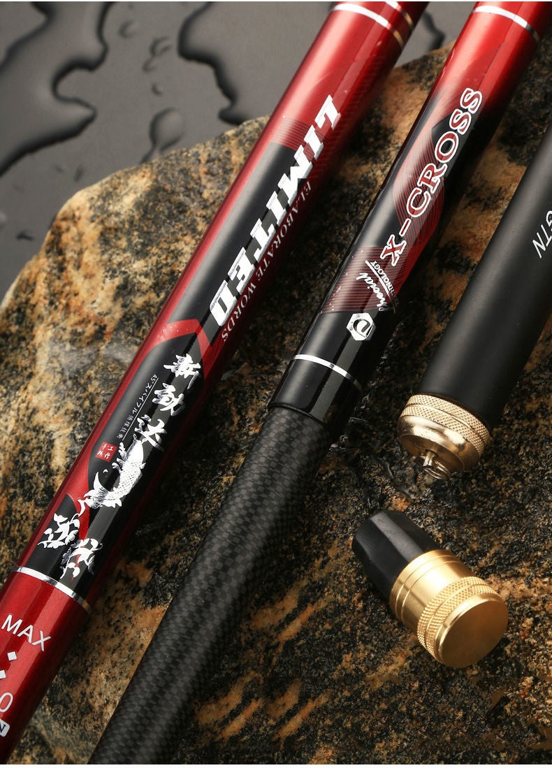 vara de pescar ultraleve de carbono 4,5/6,3/7,2/8/9/10M 4H 28T vara de mão carpa cruciana vara longa de pesca vara de pesca de viagem alimentador fly fishing