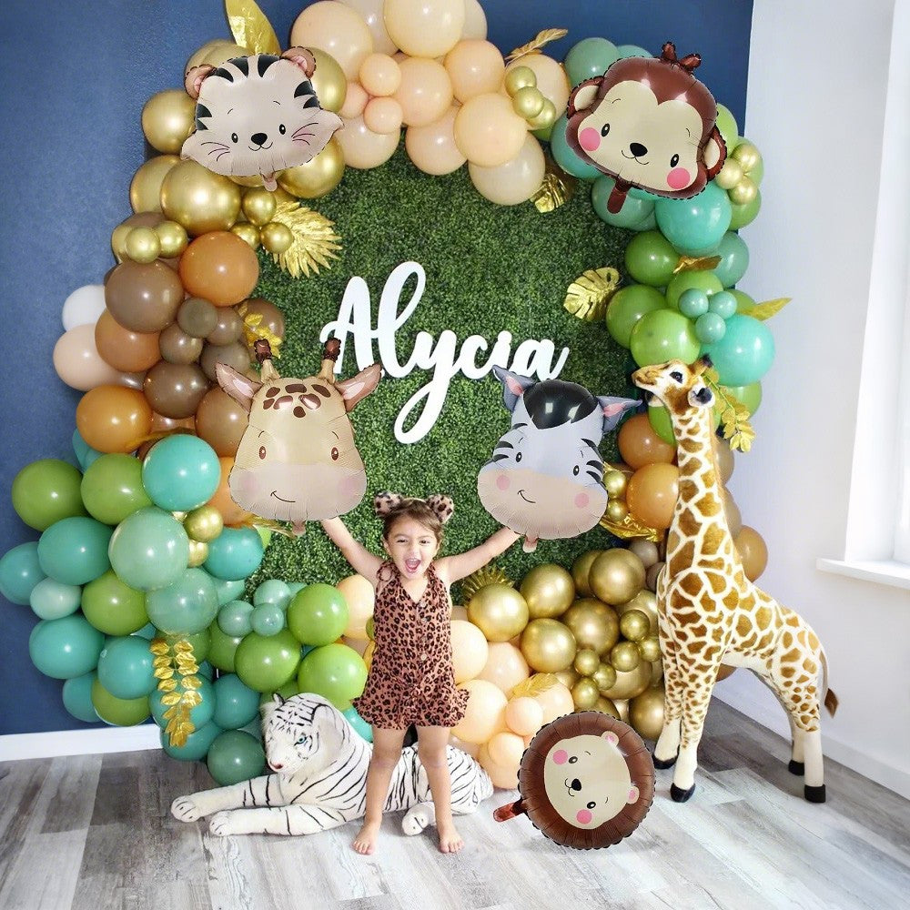 1/5pcs Animal Head Balloon Lion Monkey Tiger Zebra Giraffe Perfect for Birthday Party Decoration, Jungle Party Decoration