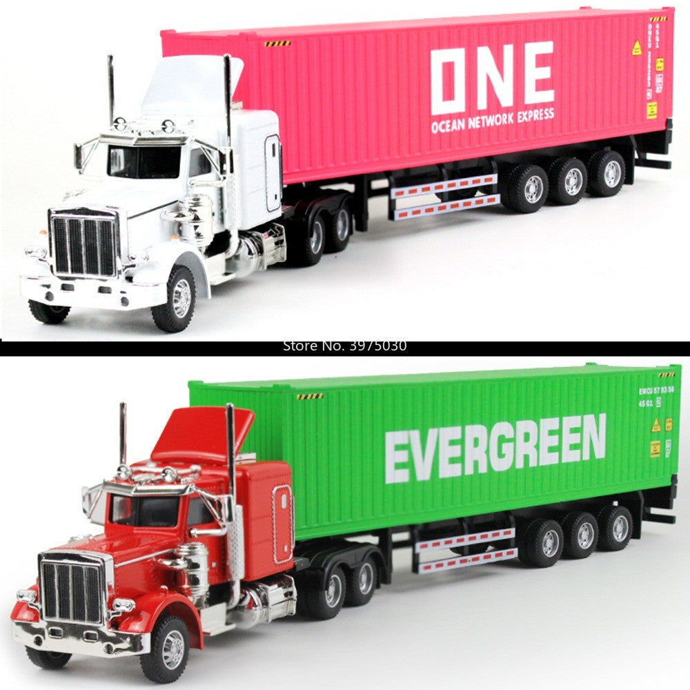 1:50 Modelos de Caminhões Pesados de Liga Leve Veículos de Contêiner Brinquedos Carro de Transporte em Miniatura com Luz e Música Pneus de Borracha Presentes para Crianças
