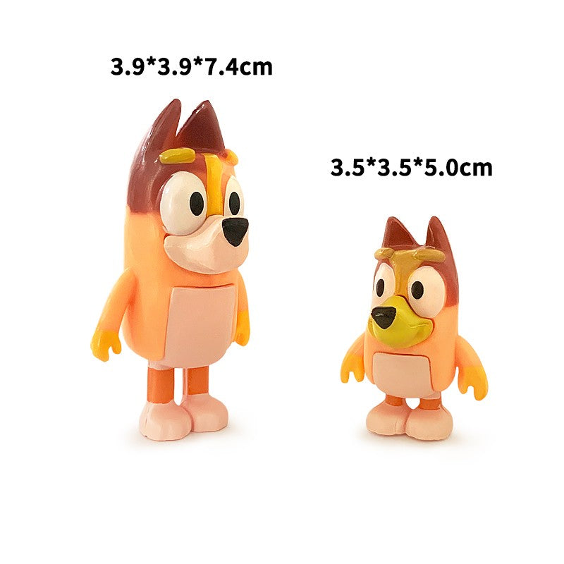 Bluey e Bingo Série Família Anime Modelo de Bonecos de Ação Desenhos Animados Mini Bonecos de PVC Enfeites Presente de Brinquedos de Decoração de Aniversário Infantil