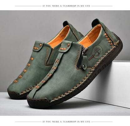 Handmade Leather Men Shoes Casual Slip On Loafers Breathable Leather Shoes Men Flats Hot Sale Moccasins Outdoor Shoes Plus Size