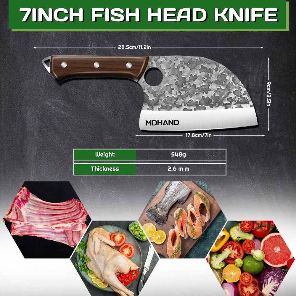 MDHAND Faca de Cozinha Japonesa de Aço Inoxidável 7'' Lâmina Afiada Faca de Chef Profissional para Cortar Carne, Peixe, Ferramenta de Cozinha