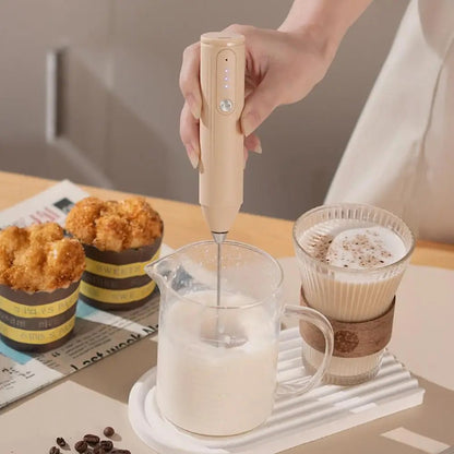 Electric milk frother, handheld egg beater, wireless charging, beverage coffee machine, mini portable home kitchen mixer