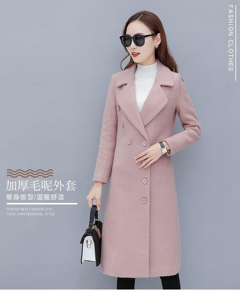 Medium-Length Women's Woolen Jacket Spring Autumn Winter Warm Simple Long Sleeve Overcoat Long Style For All Seasons
