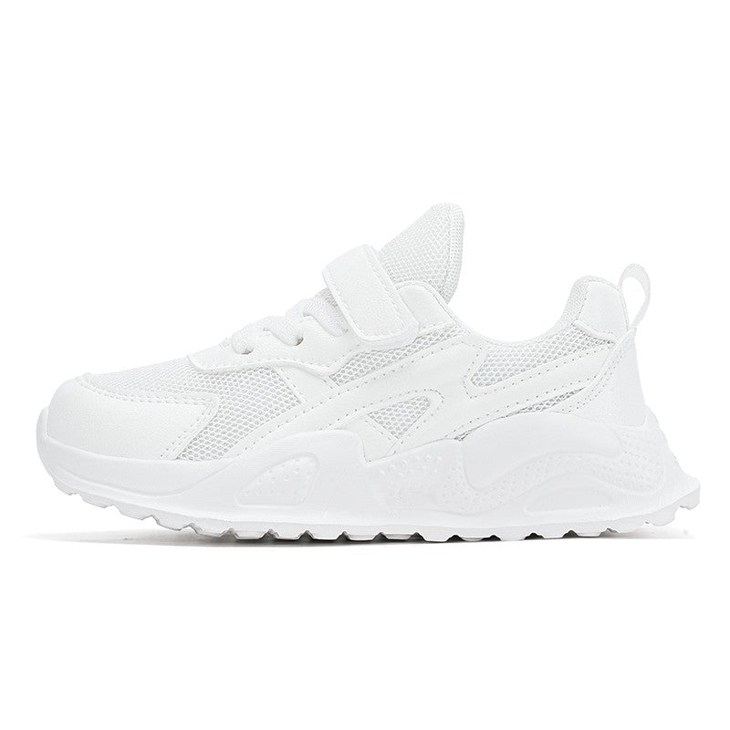 White Children's Leather Casual Shoes Boys Girls Outdoor Sports Running Sneakers Breathable Kids School Walking Non-Slip Tennis