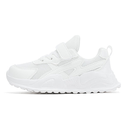 White Children's Leather Casual Shoes Boys Girls Outdoor Sports Running Sneakers Breathable Kids School Walking Non-Slip Tennis