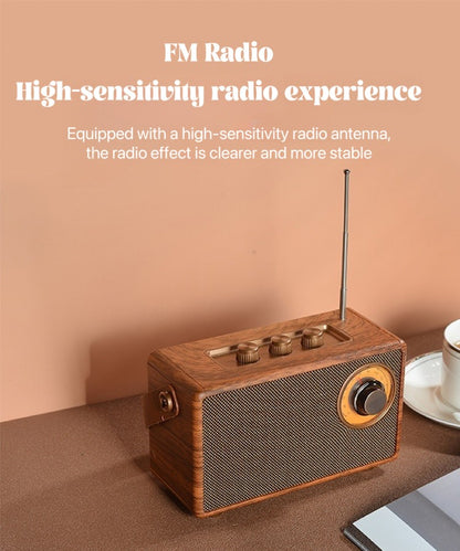 Retro Portable Wireless Bluetooth Speaker High-Quality Powerful Stereo Sound Box Vintage FM Rechargeable MP3 Player