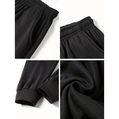 2025 Casual printed American knitted sport leggings solid-color men's casual lace-up sweatpants for autumn and winter