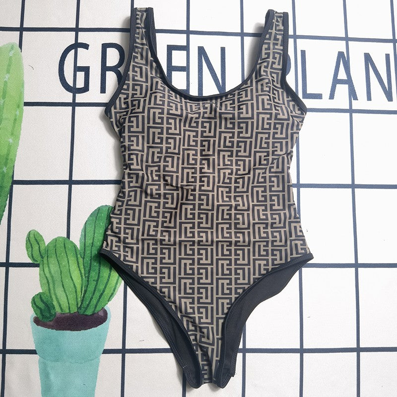 Fashion Design Women's Swimsuits Outdoor Conservative Bikini Sets Beach Sexy Slim-fit Luxury Print Camisole One-pieces Swimsuits