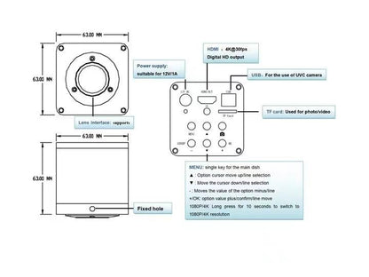 RF4 Microscópio Trinocular Estéreo Rotação 360° com Braço Articulado Suporte de Campo Amplo Câmera HDMI 4K Reparo de Solda de Placa PCB de Celular