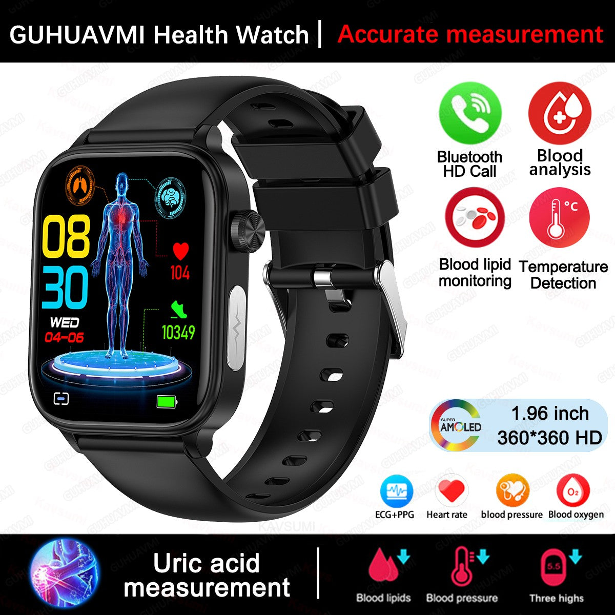 2025 Novo Para XIAOMI ECG+PPG Gordura Sanguínea Ácido Úrico Saúde Smartwatch Masculino Feminino Frequência Cardíaca Pressão Arterial Chamada Bluetooth Relógio Inteligente