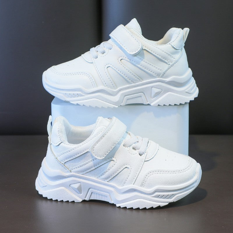 Spring Kids White Sneakers Leisure Chunky Concise Fashion Boys Girls Sport Shoes 26-37 Running All-match Children Trainers