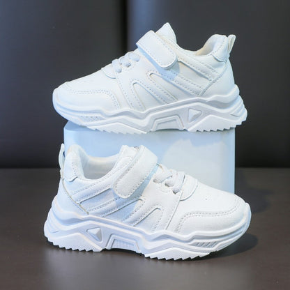 Spring Kids White Sneakers Leisure Chunky Concise Fashion Boys Girls Sport Shoes 26-37 Running All-match Children Trainers