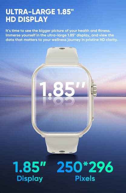 2025 Novo Relógio Inteligente Esportivo da Moda Masculino Feminino Tela Sensível ao Toque Total AMOLED HD de 1,85 Polegadas IP68 À Prova D'Água Smartwatches com Chamada Bluetooth
