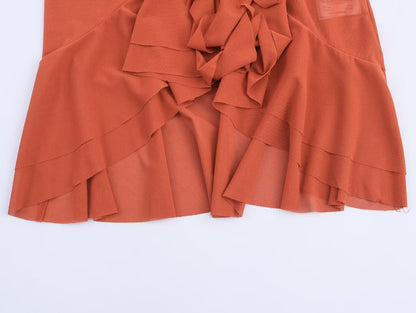 European and American style autumn new women's clothing casual temperament simple layered decoration hanging neck collar top