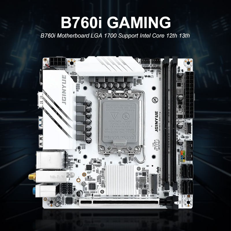 JGINYUE Placa-mãe B760i LGA 1700 Suporte Intel Core 12ª 13ª DDR4 3200mhz RAM Última mini itx B760i-GAMING