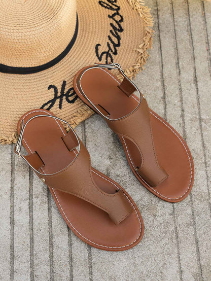 Women Minimalist Thong Sandals PU Leather Open Toe Ladies Beach Shoes Lightweight Soft for Women Sexy Slippers Sandals Buckle