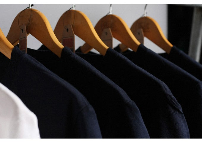 500/300g Heavy-duty White Pure Cotton T-shirt Thickened Threaded Round Neck Short Sleeves Three Needle Half Sleeve Tees