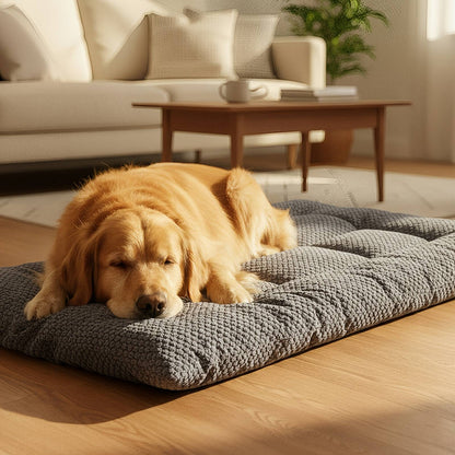 Cama para Cães com Almofada Extra Grande para Caixas de Transporte, Borda Elevada, Colchão de Poliéster Ultramacio com Travesseiro para Cães Pequenos, Médios e Grandes
