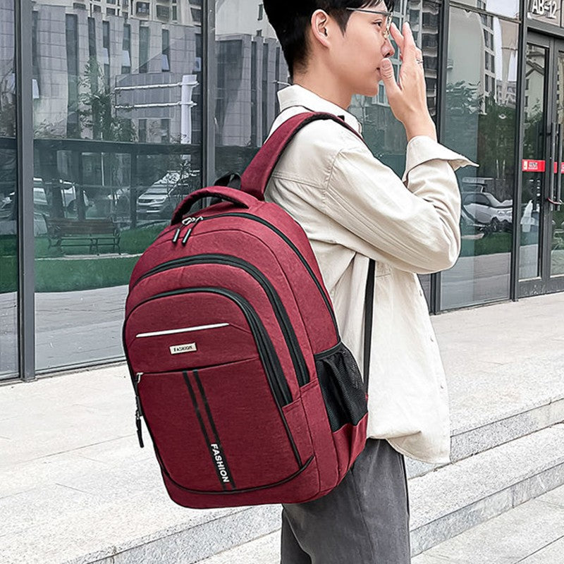 Neutral style backpack for men and women, with multi-layer zippers, suitable for students' school bags and travel bags.