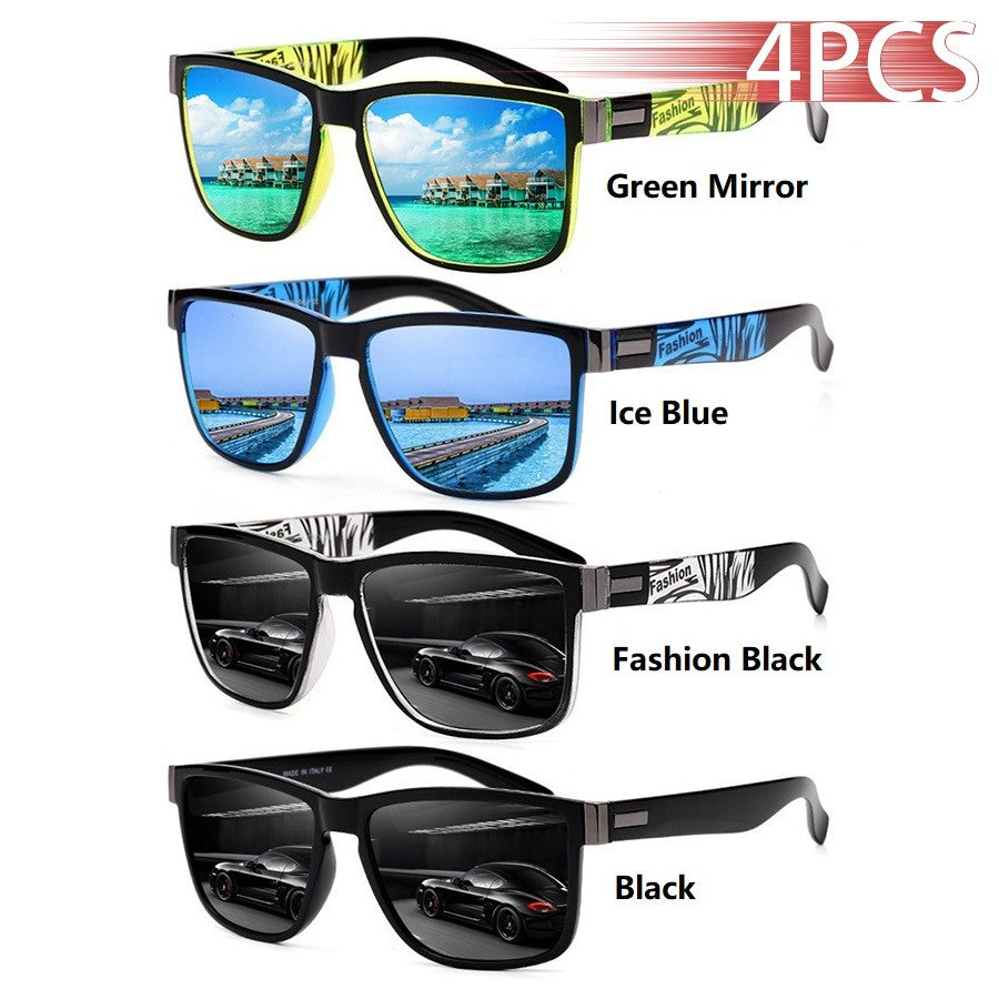 4 PCS Fashion Vintage Pattern Square Sunglasses Men Women Fishing Driving Man Luxury Brand Designer Sun Glasses UV400 Eyewear ?