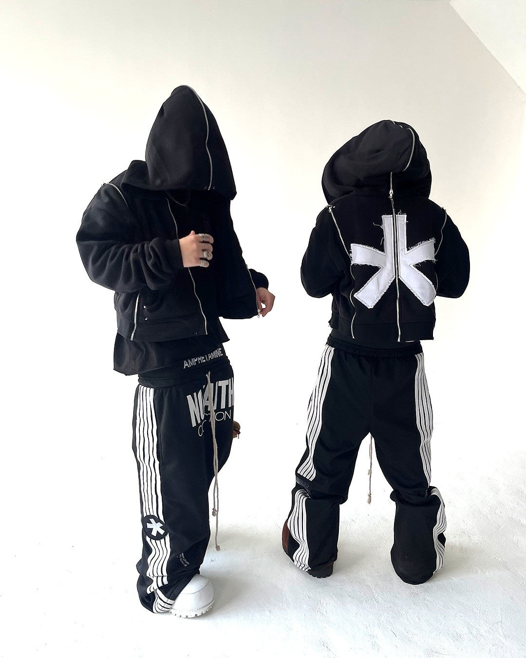Y2K trendy Gothic English letter embroidered printed striped men sportswear pants retro Harajuku high Street punk casual pants