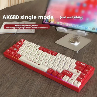 AK680 Mechanical Gaming Keyboard Wired Hot Swap 68 Keys Ergonomic E-Sport Office Type-C Laptop Accessory Gamers and Professional