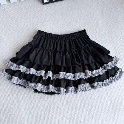 Purple Pumpkin Cake Skirt Women Y2k Short Fluffy White Lace Mini Skirts Girl's Sweet Lolita Pink A Line Pleated Skirts For Women
